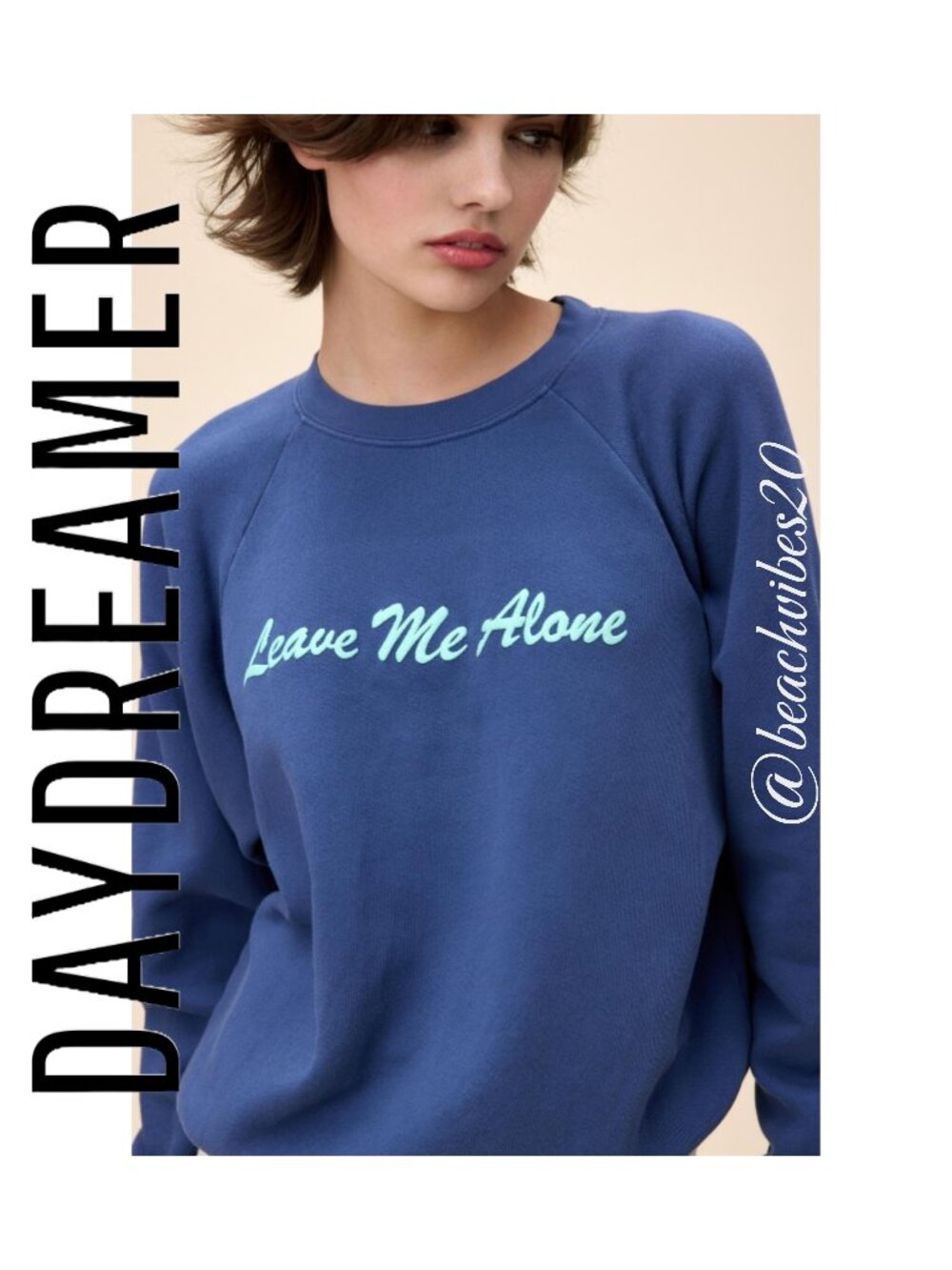 DAYDREAMER Leave Me Alone Vintage Sweatshirt Blue Medium NWT